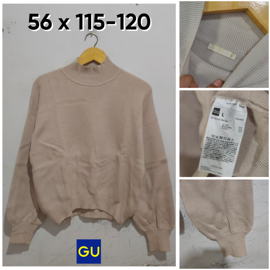 Sweater GU Coksu Size L Atasan Wanita Rajut Kutub KL416