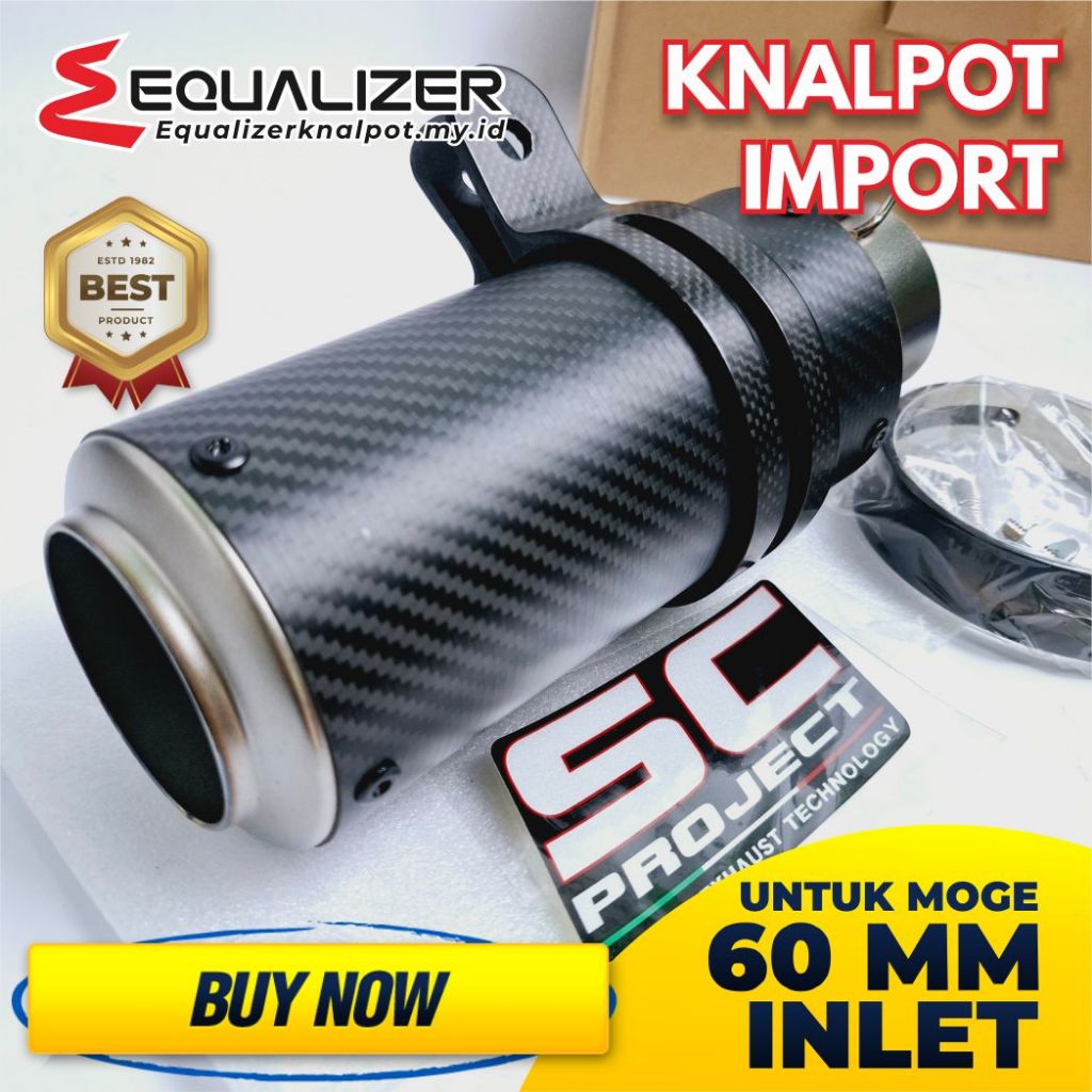 Knalpot Motor Racing IMPORT Taiwan SC Project Carbon Fiber inlet 60 mm untuk Moge NINJA ZX6R ZX10R Z