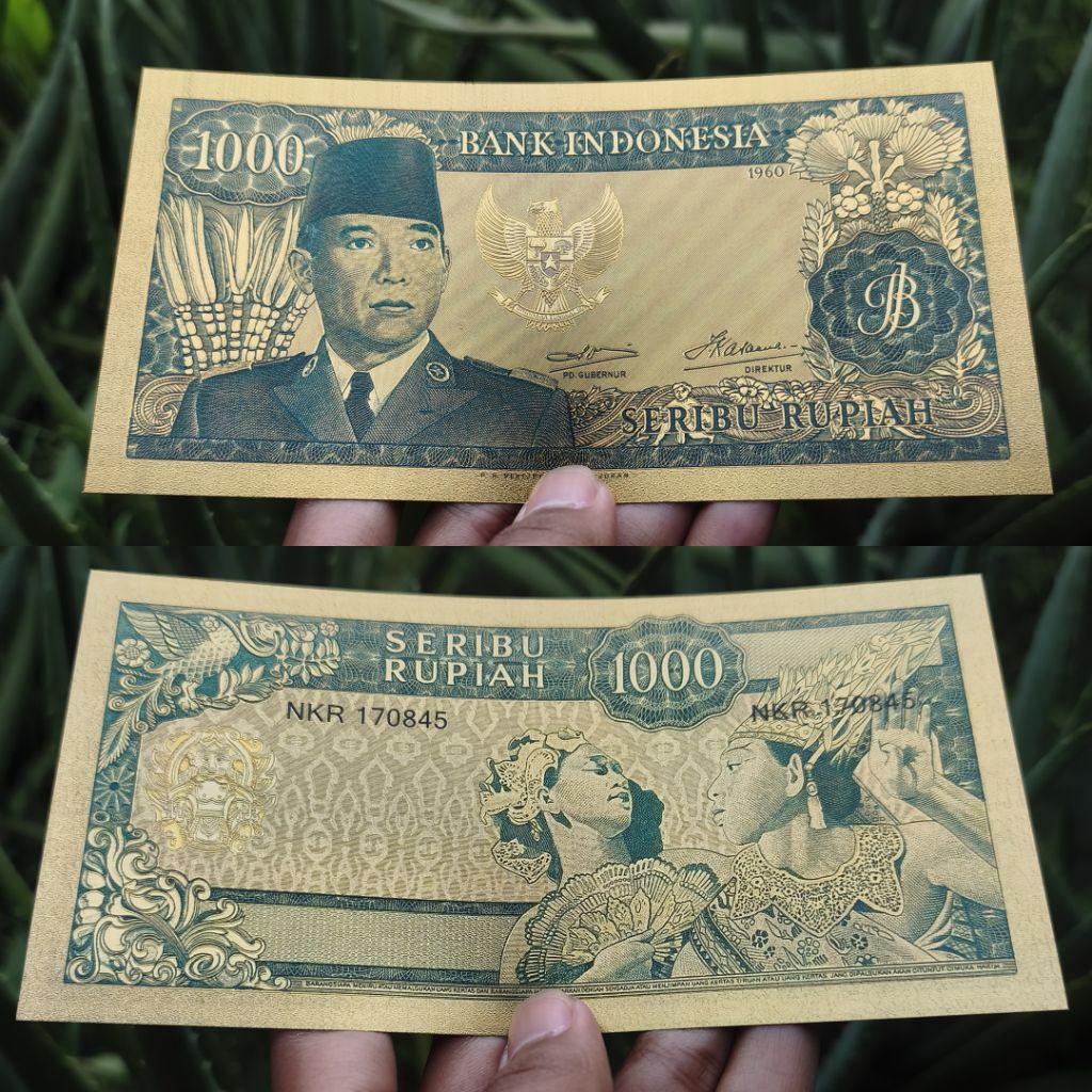 Souvenir Eksklusif Gold Foil 1000 Rupiah Soekarno