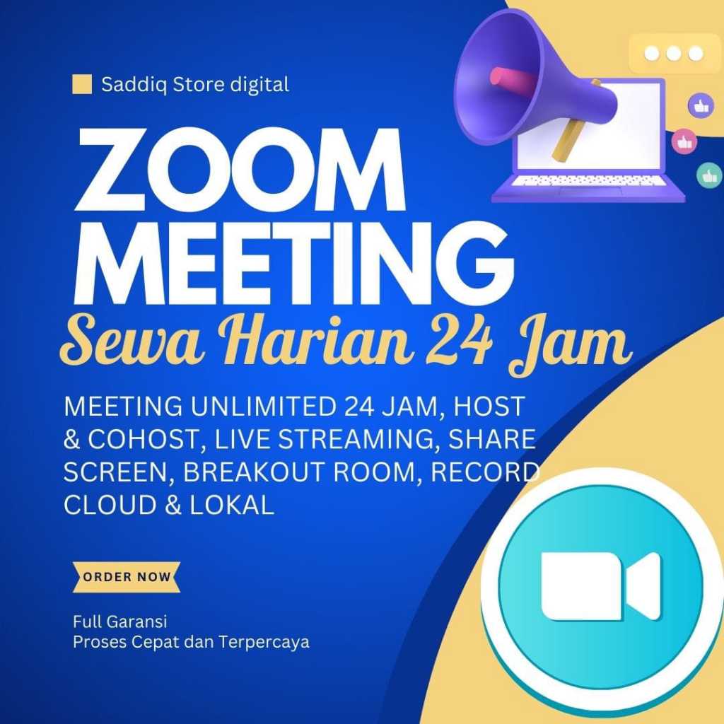 sewa harian zoom meeting unlimited time 100 300 peserta