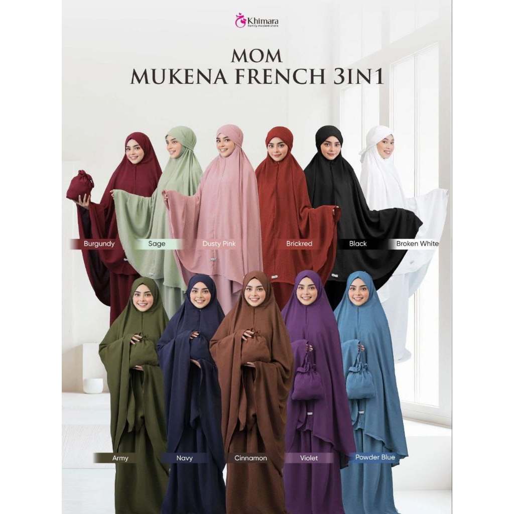 Mukena French 3in1 Mukena Crinkle airflow Khimara