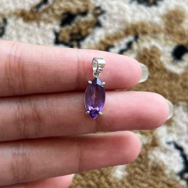 Liontin permata Natural Amethyst ring perak