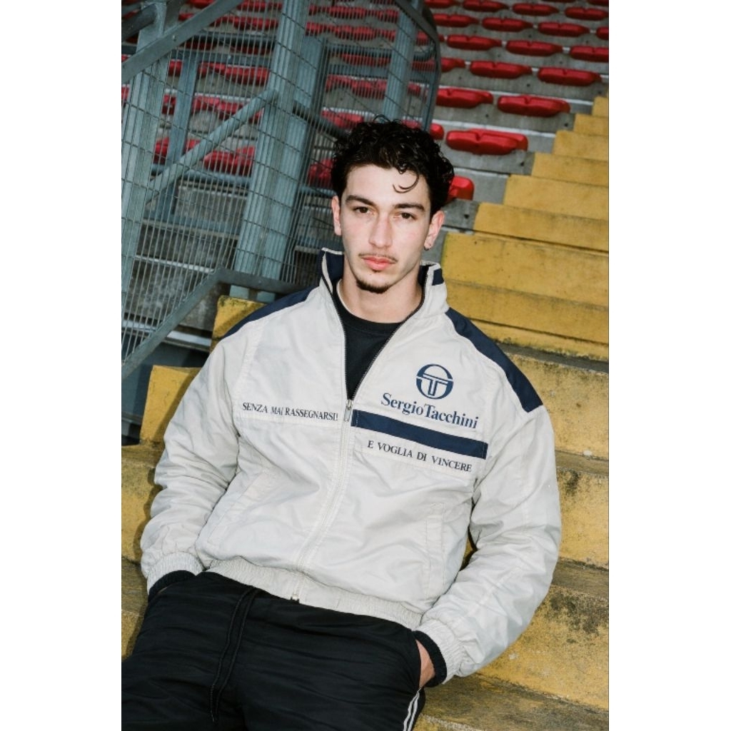 Jaket Windbreaker Casual Vintage by Sergio Tacchin* putih cakep like new size M