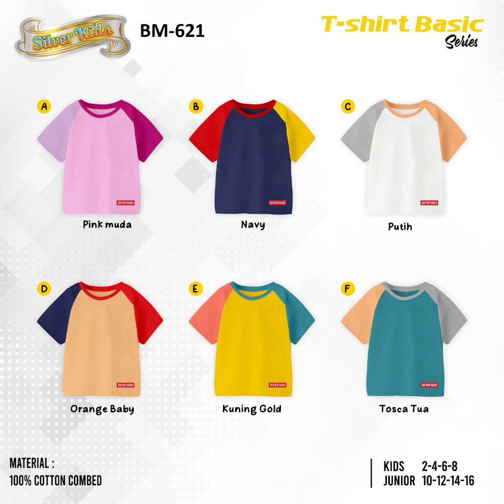 KAOS ANAK POLOS KOMBINASI 3 WARNA USIA 4 TAHUN