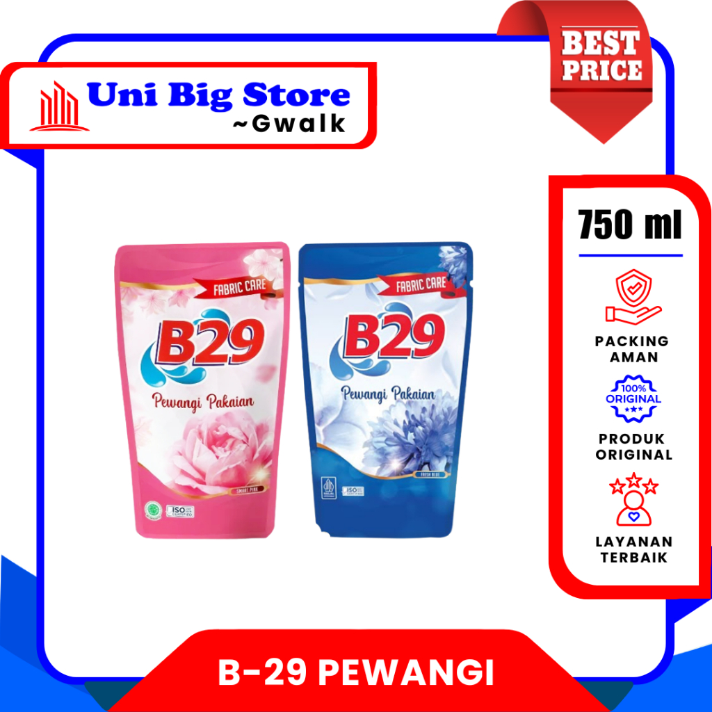 B-29 PEWANGI PAKAIAN REFFIL MERAH BIRU POUCH ~ 750ml