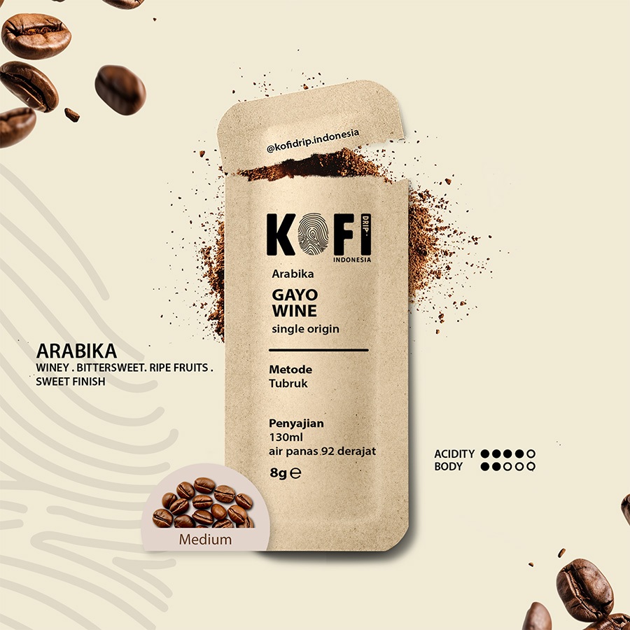 Kopi Tubruk Arabika Gayo Wine Single Origin Sachet 8 Gram Rasa Anggur