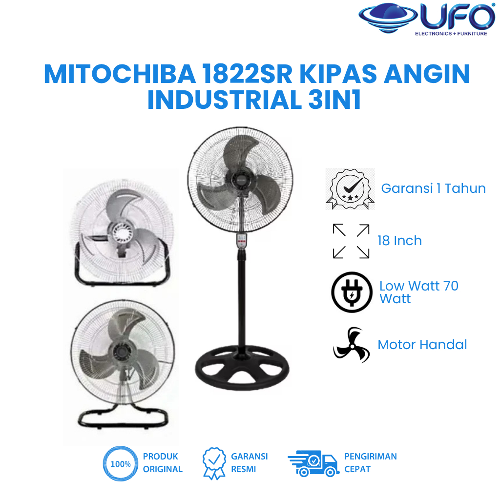 MITOCHIBA 1822S / 1822SR Kipas Angin Industrial 3in1 1822 S MITO 3 in 1 1822 SR
