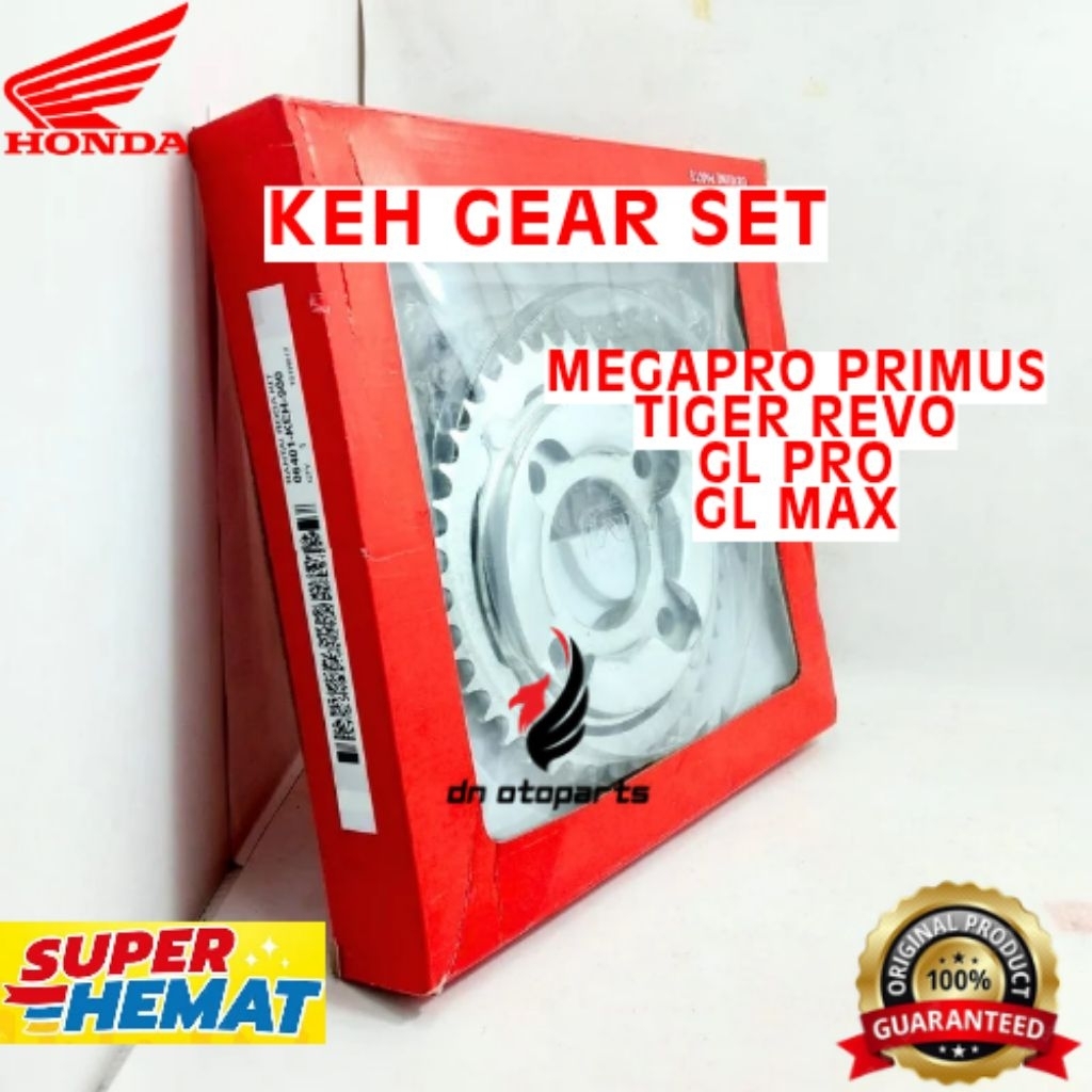 GEAR SET ORIGINAL HONDA KODE KEH, GEAR SET MEGAPRO PRIMUS, GEAR SET TIGER REVO, GEAR SET GL PRO, GEA