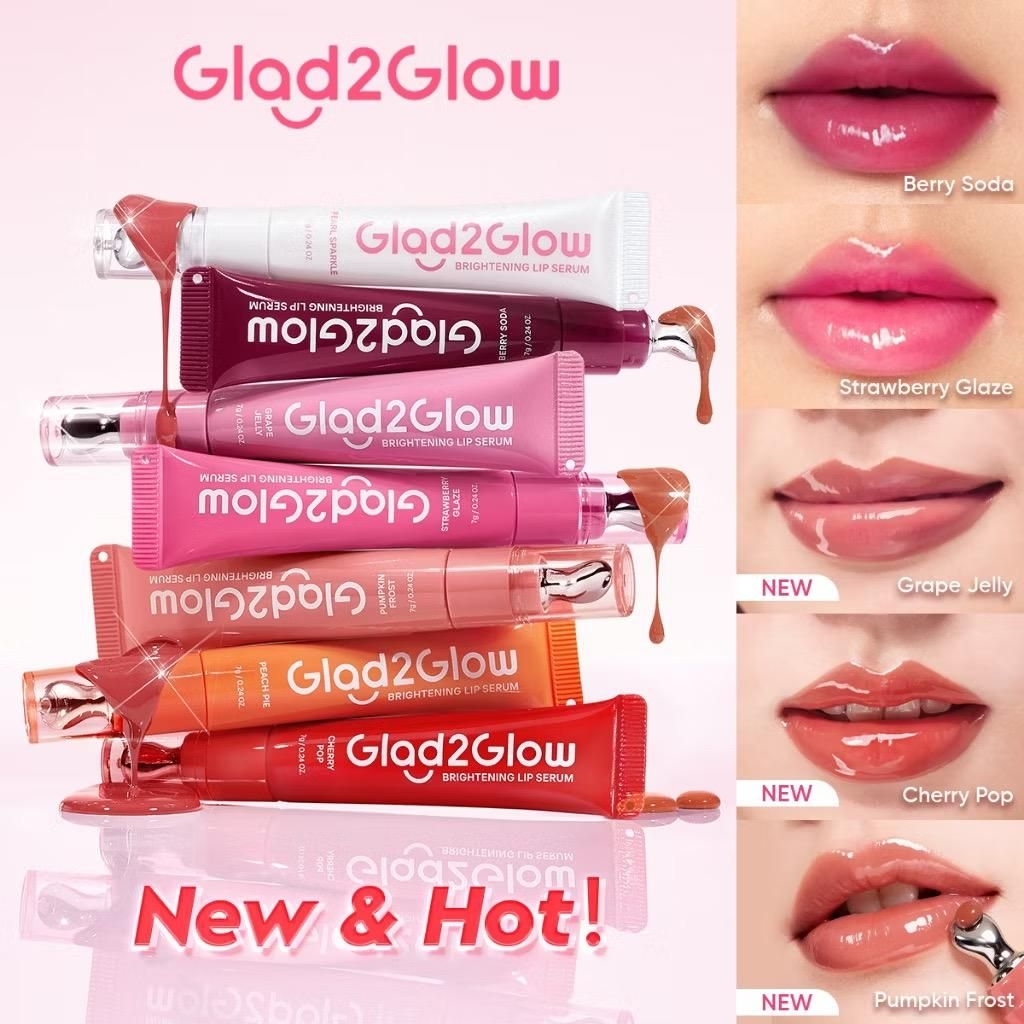 Glad2Glow BRIGHTENING LIP SERUM 7g  Mencerahkan Melembabkan dan menambahkan warna3in1  liptint lipst
