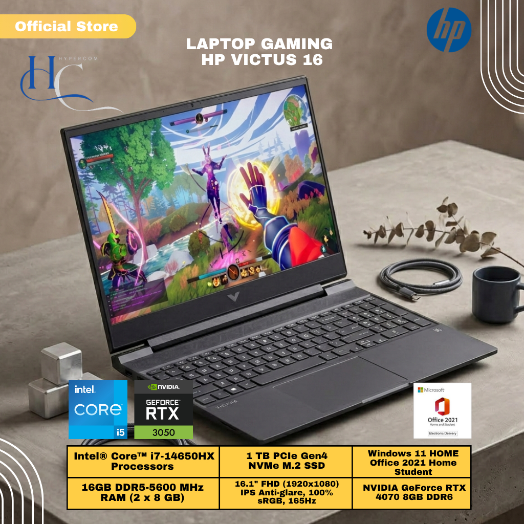 HP VICTUS 16 [I7-14650HX/RTX4070 8GB/RAM 16GB/SSD 1TB W11+OHS 16.1FHD 165HZ 2Y+ADP]