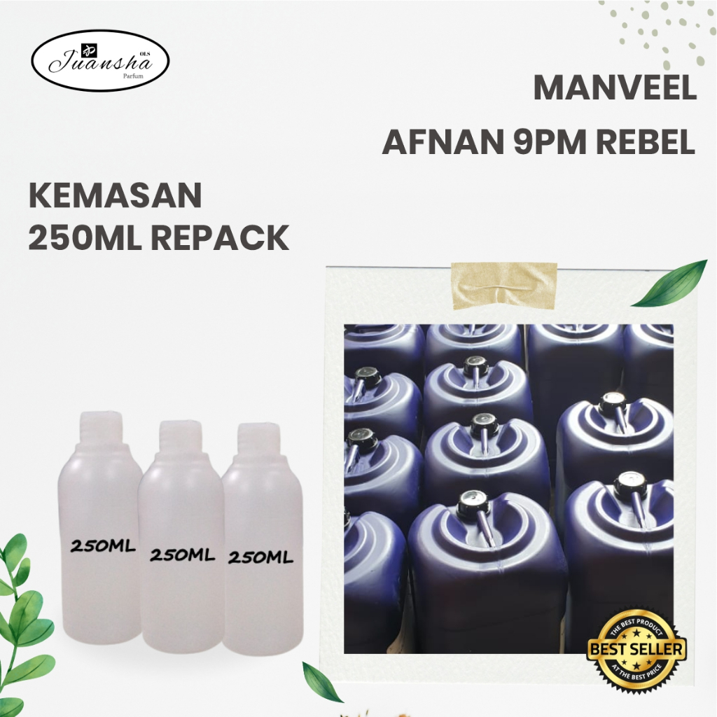 BIBIT PARFUM MURNI AFNAN 9PM REBEL MANVEEL 250ML REPACK