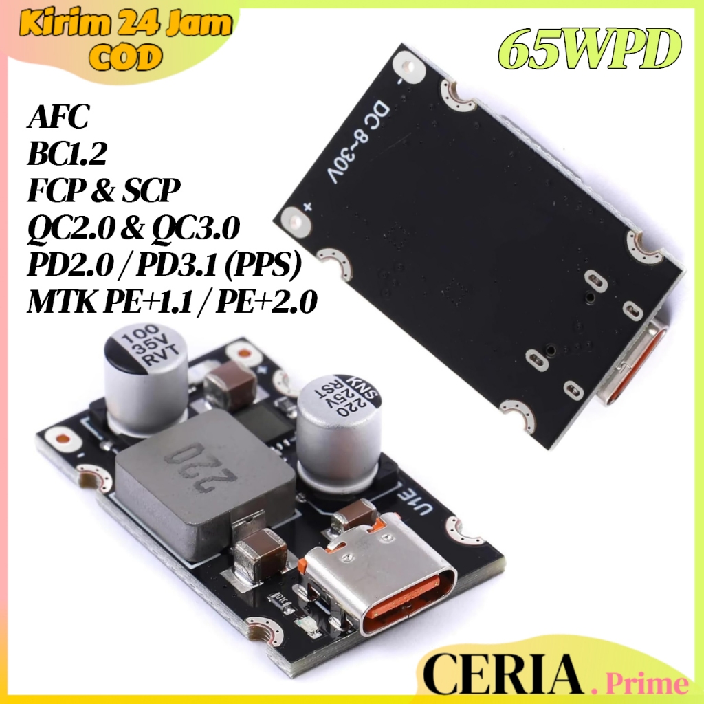 65W PD Modul Fast Charging Type C Step Down DC 12-30V PD3.1 QC3.0 PPS Universal Modul Charger DIY Pe