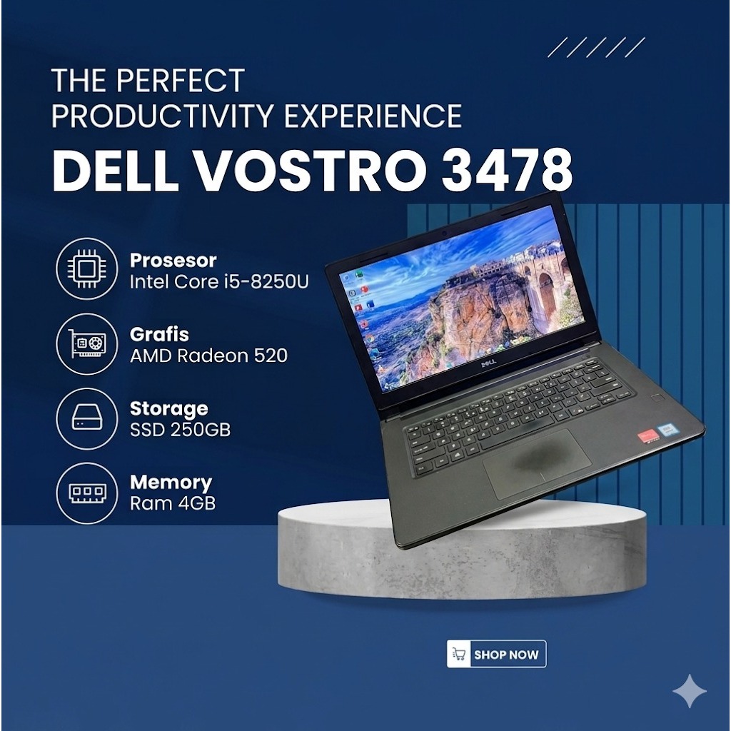 Laptop Dell Vostro 3478 Intel Core i5-8250U Ram 4GB SSD 256GB