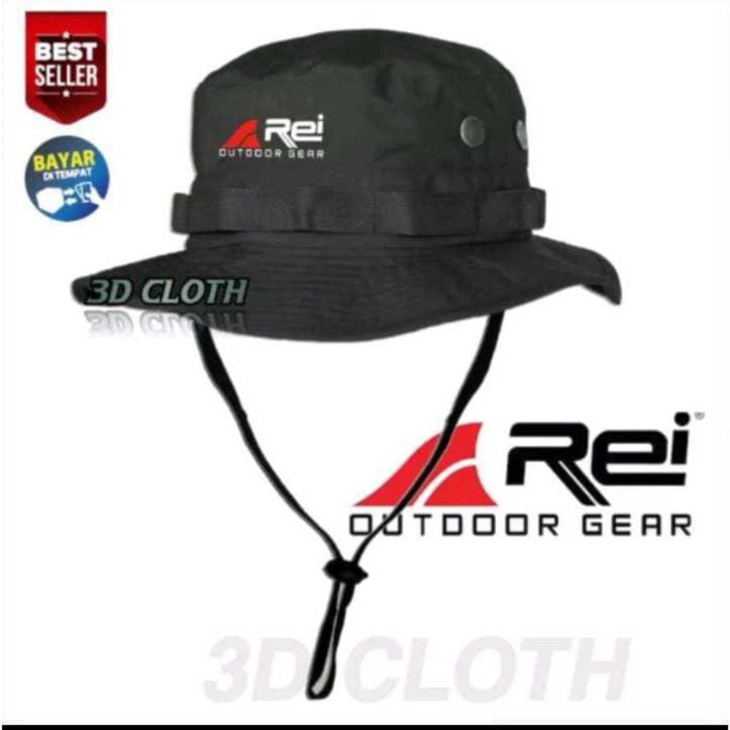 TOPI RIMBA GUNUNG OUTDOOR HIKING CAMPING HAT TALI PREMIUM PRIA WANITA LOGO REI DTF