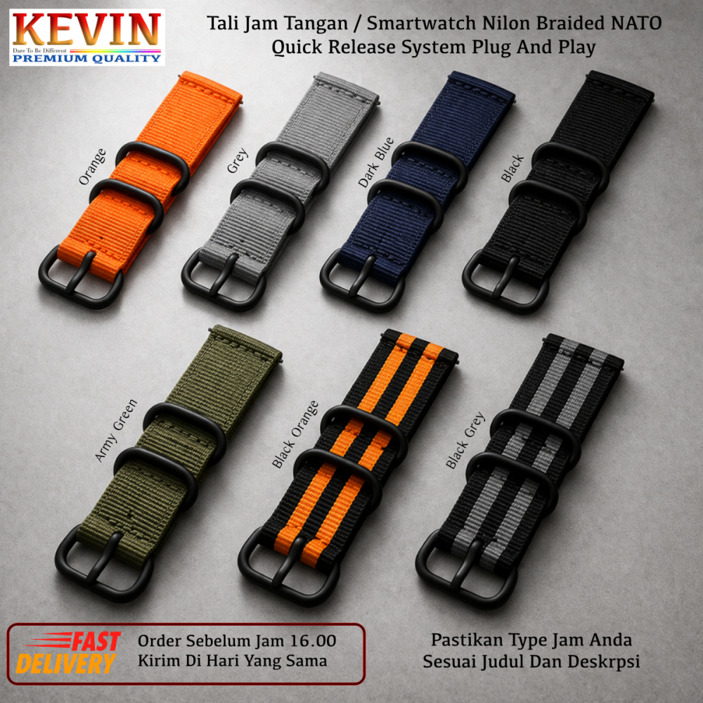 STT 24mm Tali Jam Tangan Smartwatch Alfah H18 H19 Pro - Strap Nilon Kanvas Army Look