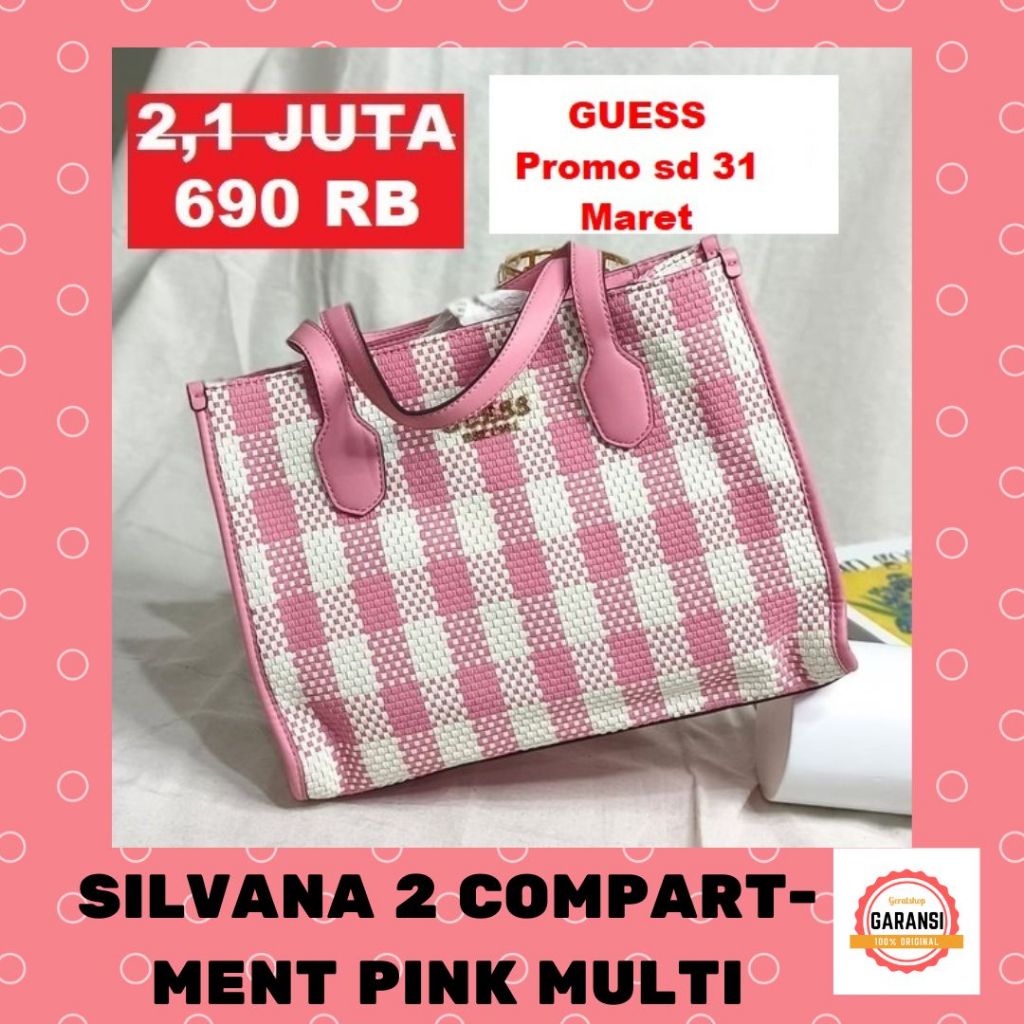 Tas tote bag wanita Guess seri SILVANA 2 COMPARTMENT original store 100%