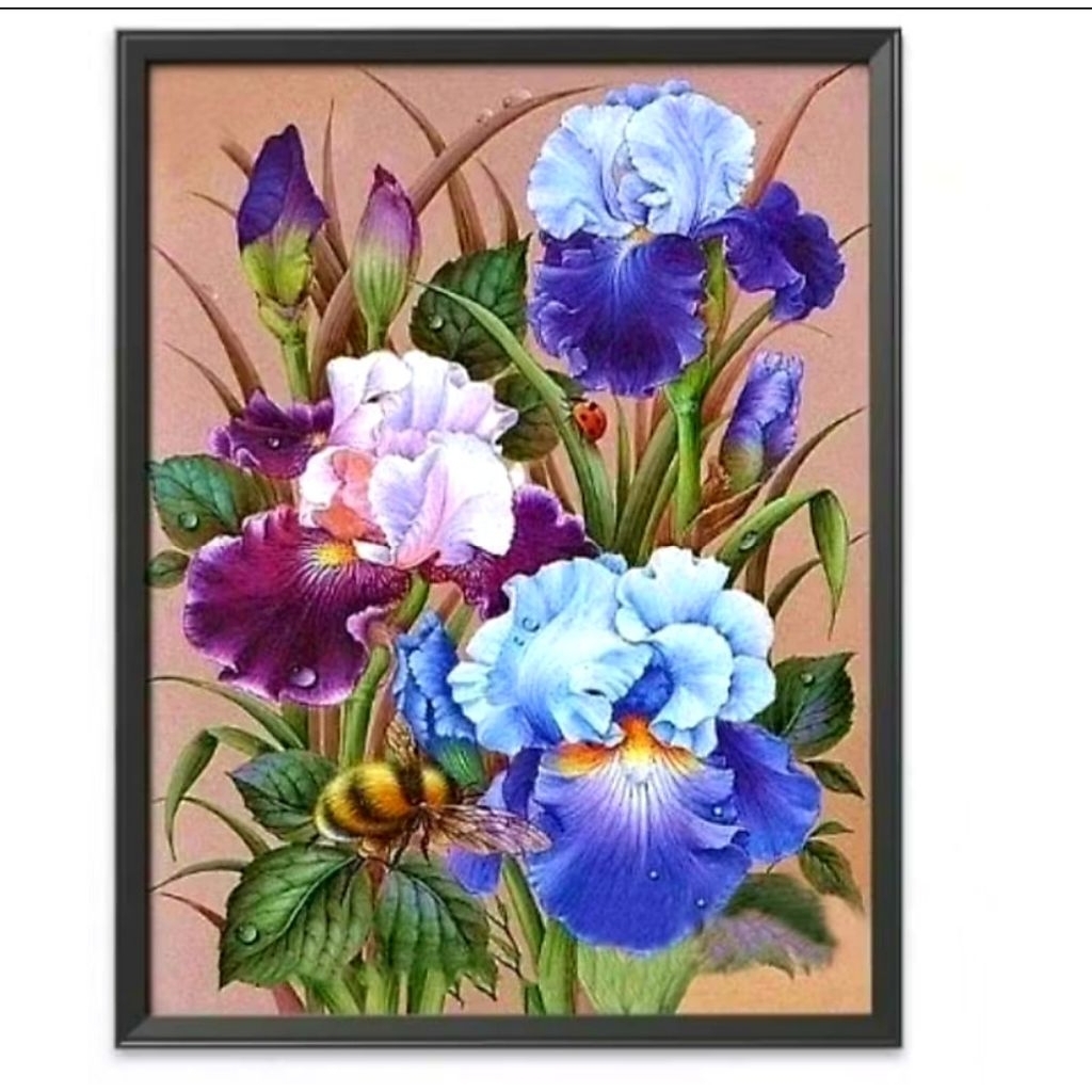 DIY paket kristik bunga anggrek dan lebah cross stitch 14ct pola kain polos sulam silang jahit