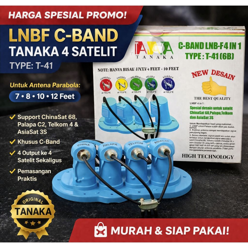 lnb tanaka 4in1 antena c band parabola besar