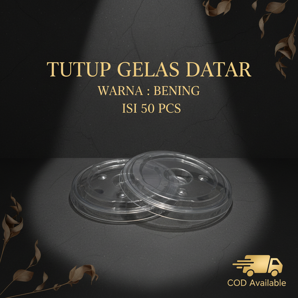 (50 Pcs) Tutup Gelas Datar Bening / Tutup Gelas Plastik