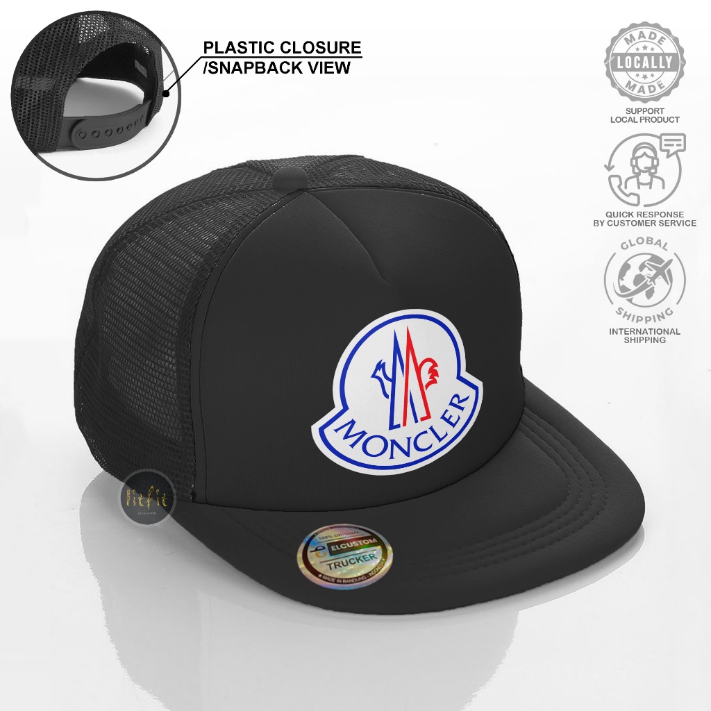 Mooncler - Topi Snapback Pria /Topi Trucker Jaring /Topi Distro Skena Outfit /Topi Cowok Starboy Kal