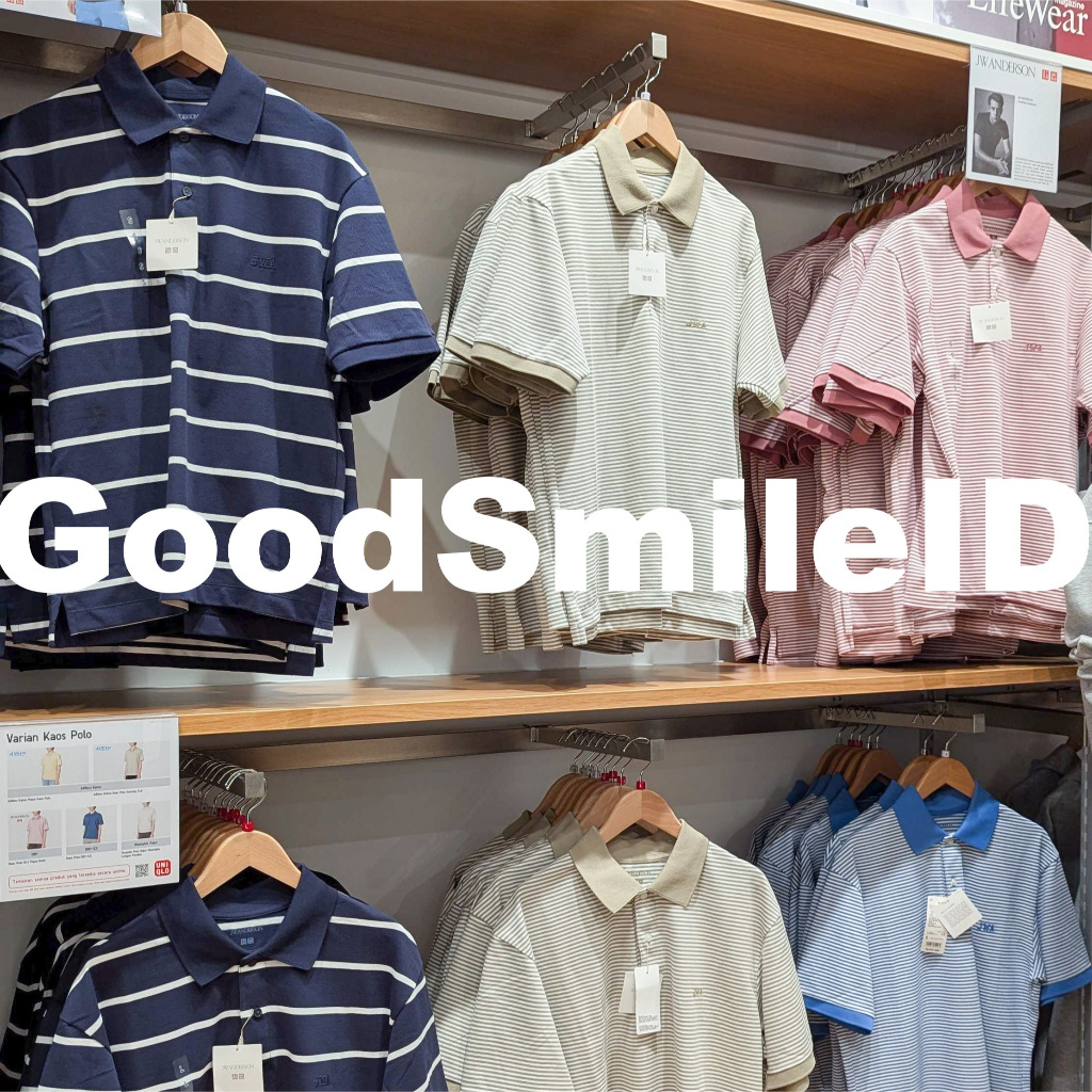 NEW Men JWA x UNIQLO Kaos Polo Dry Pique Tipping Kerah Garis Strip STRIPE Lengan Pendek Kasual Pria 