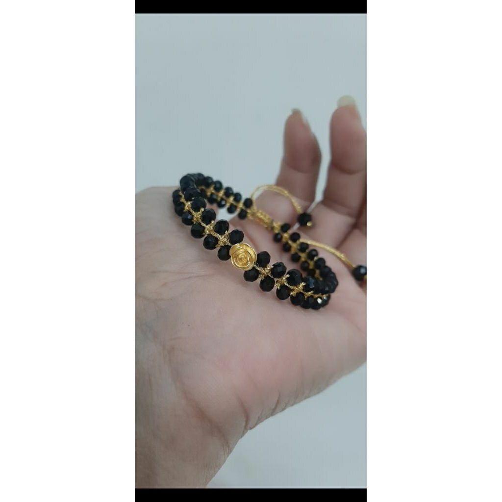 GELANG MANIK HITAM EMAS BUNGA