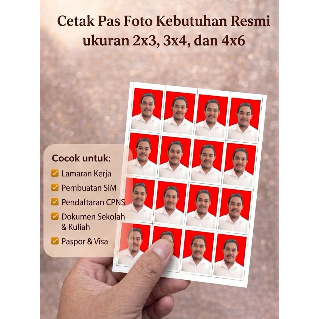 CETAK PAS FOTO CUSTOM MURAH BALIKPAPAN dapat banyak (uk. 2x3, 3x4, 4x6 cm)