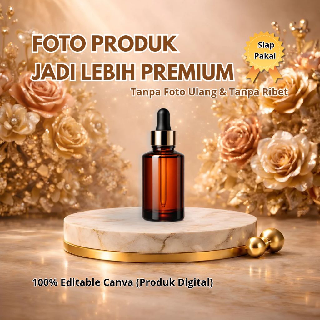 Background Foto Produk Skincare Gold Luxury Aesthetic HD Template Canva untuk Jualan Shopee Instagra
