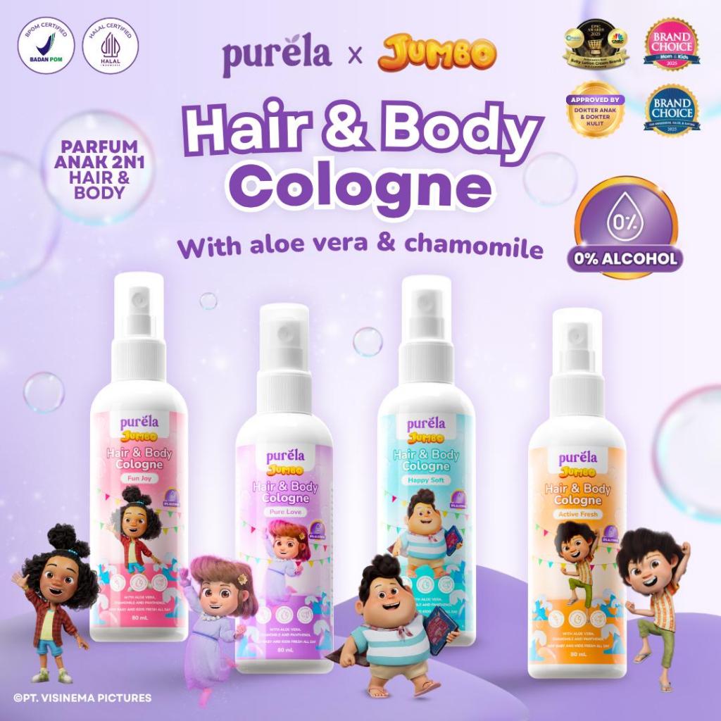 [Official] Purela Hair & Body Cologne 80 - 2 in 1 untuk rambut dan badan Parfum Anak 0% Alcohol dan 