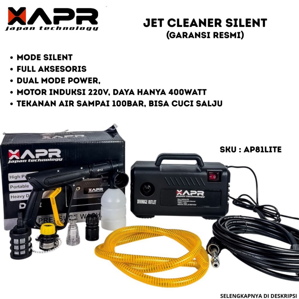 Mesin Steam Cuci Mobil Motor XAPR AP81LITE Jet Cleaner Silent Brushless 150BAR 400W 220V Senyap