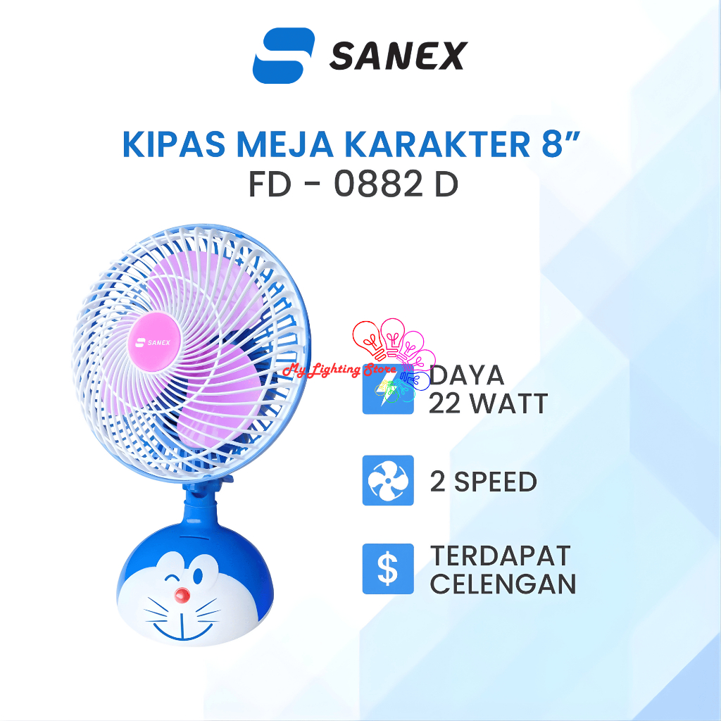 Kipas Angin Meja Sanex FD-0882D 0882 FD0882 D FD0882D Karakter Kartun Doraemon Cartoon Character Des
