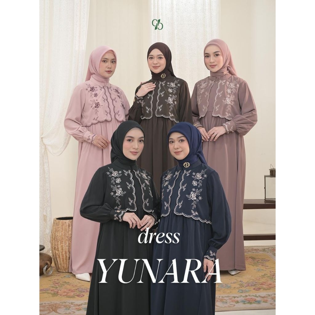 GREENISM - YUNARA DRESS BY GREENISM - GAMIS MUSLIMAH STYLISH - GAMIS AKSEN BORDIR MEWAH