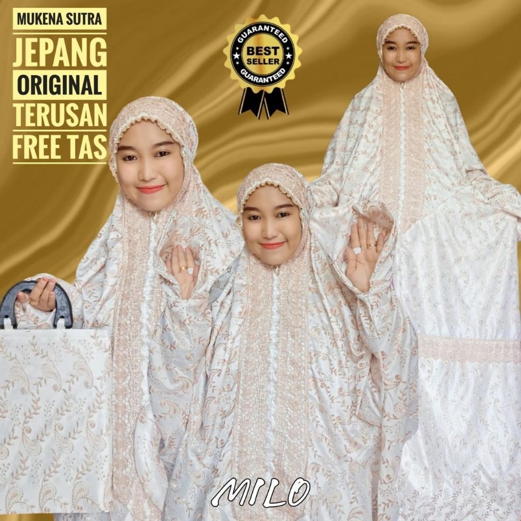 Mukena Sutra Jepang Original Renda Gyper Jumbo
