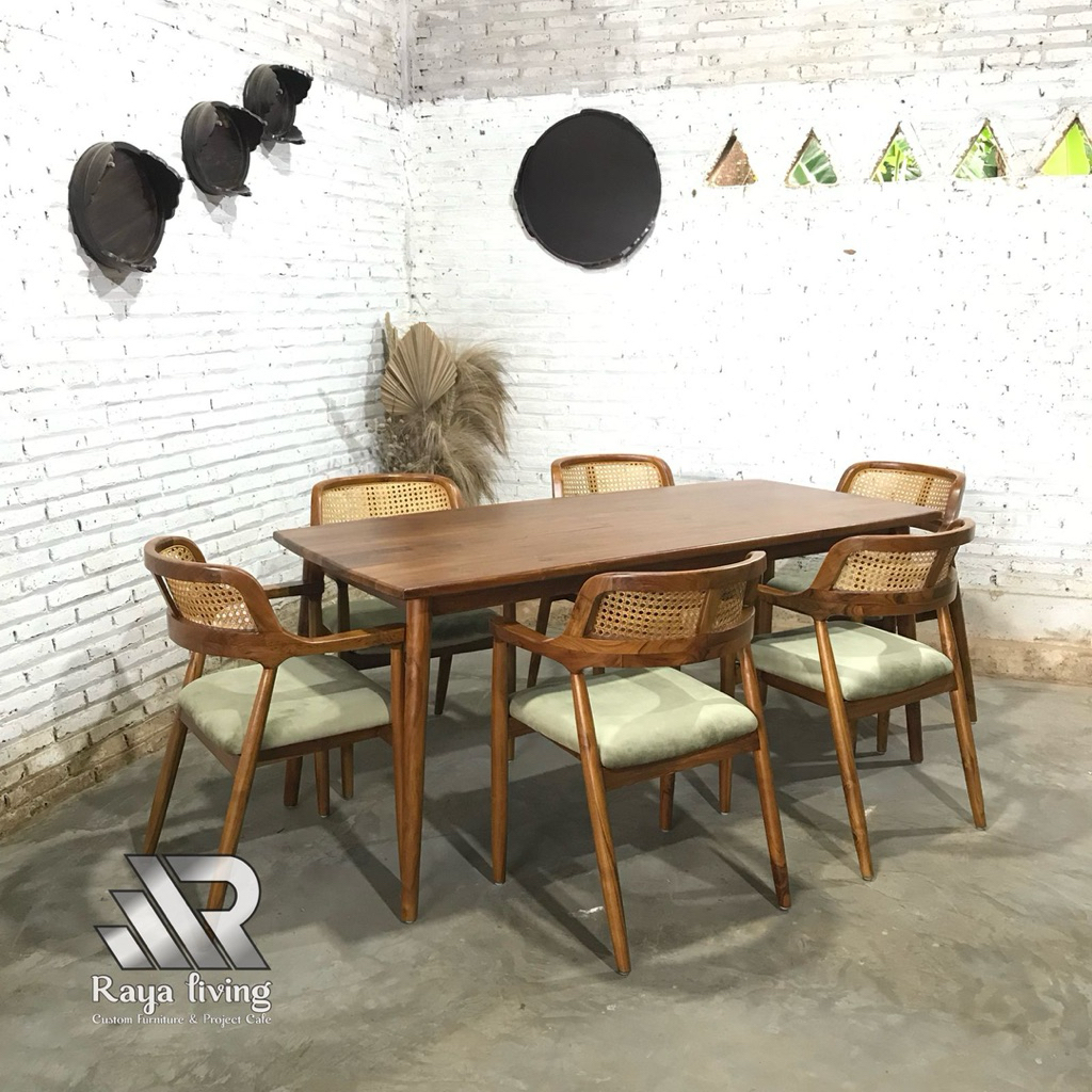 meja makan minimalis murah kayu jati,set meja makan minimalis kayu jati