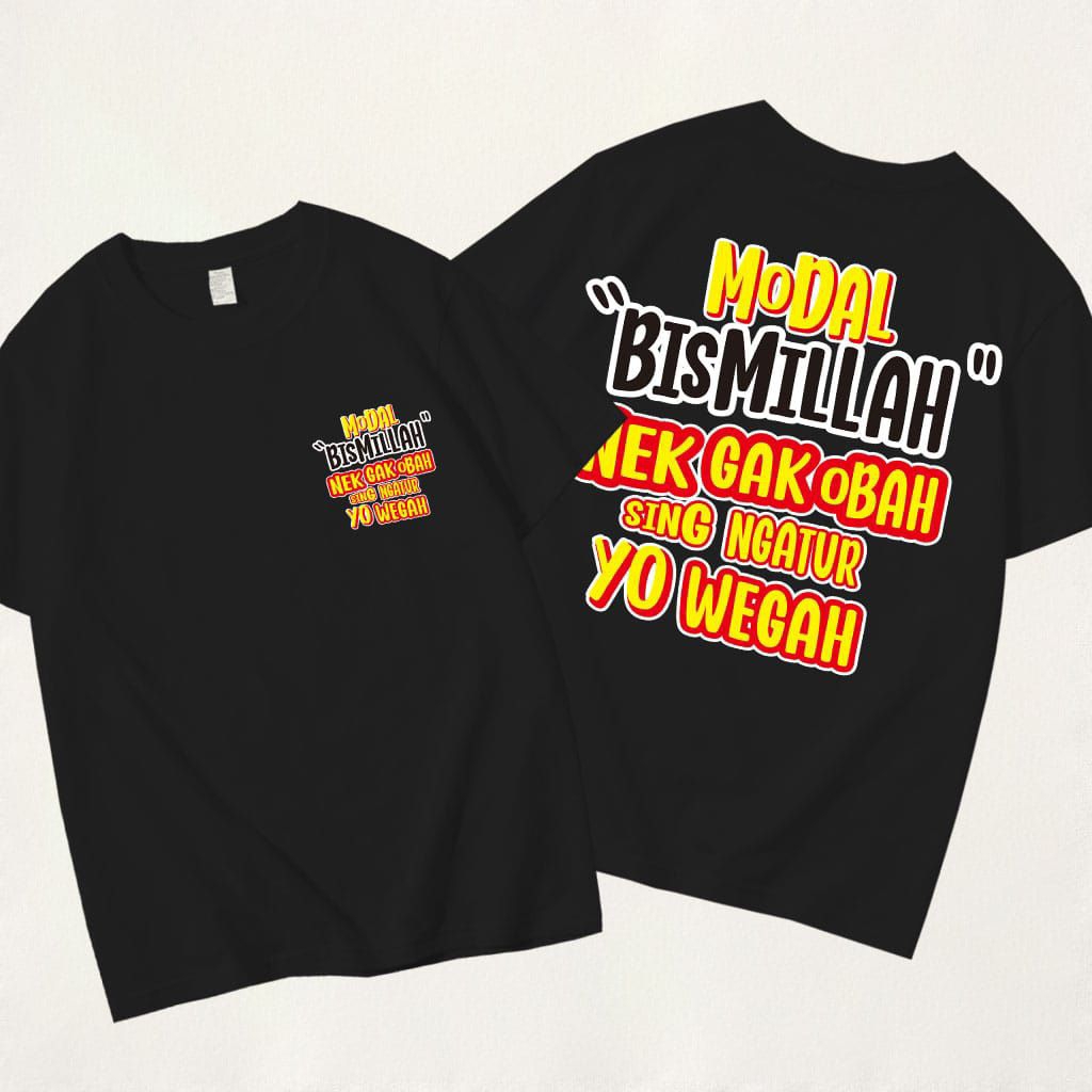 KAOS PRIA ATASAN KATA-KATA MODAL BISMILLAH KAOS DEWASA, KAOS JUMBO COMBET 24 S KAOS UNISEX