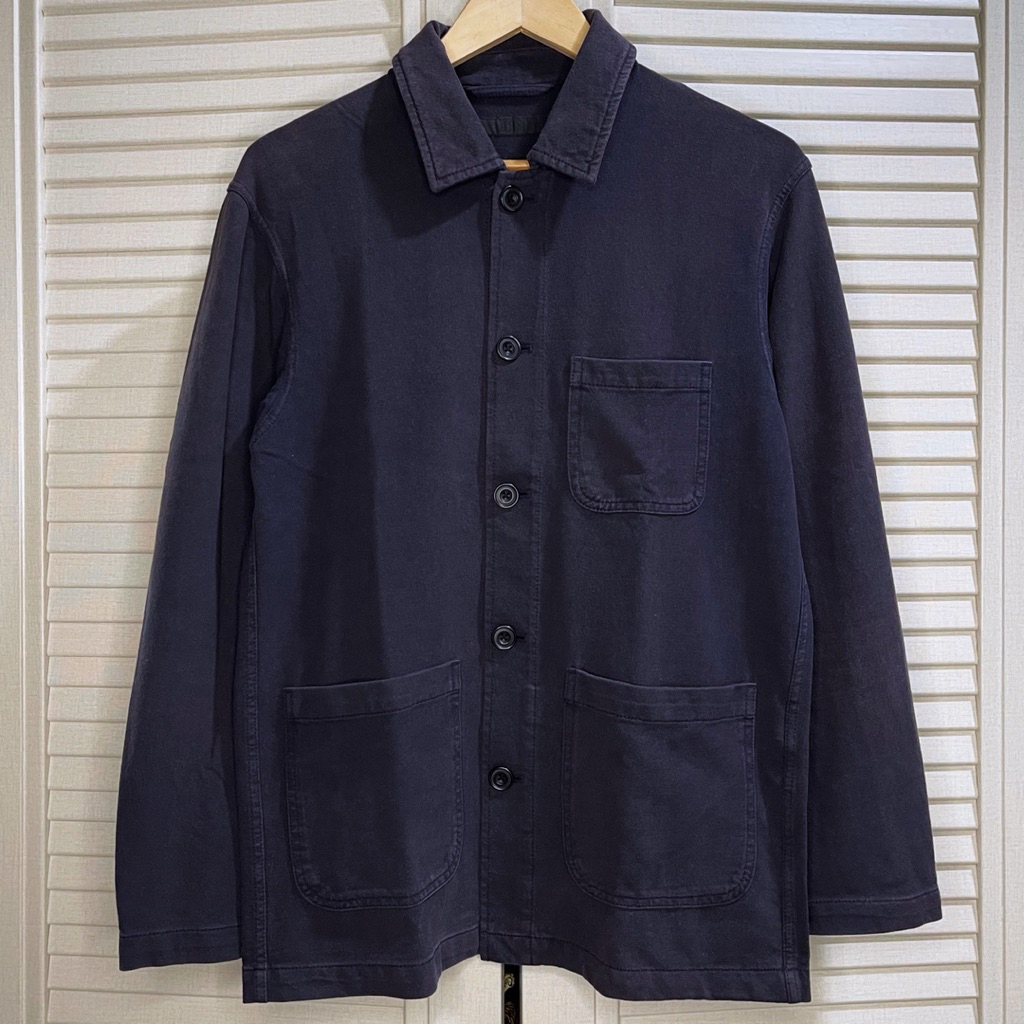 Uniqlo - Washed Jersey Work / Utility / Chore Jacket - Navy - Size M fit L