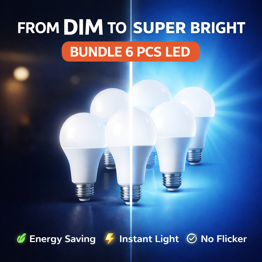 AMBYAR AMICA Lampu LED Hemat Listrik Paket 6pcs E27 Tahan Lama Cool Daylight 5–20 Watt