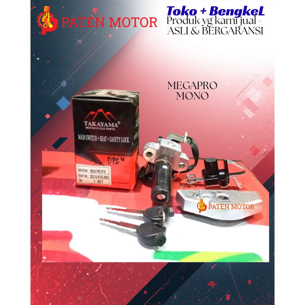 TAKAYAMA KUNCI KONTAK + TUTUP SET HONDA MEGAPRO MONO VERZA CB150 LAMA OLD 2012 CB150R LED 2015 DIJAM
