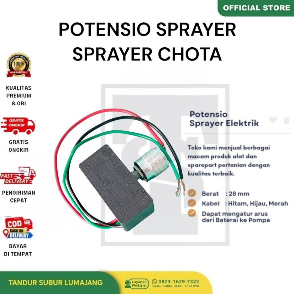 Potensio ORIGINAL Sprayer Elektrik CHOTA 12V HWDZ Bening regulator Volume Tangki Pompa Dimmer Pengat