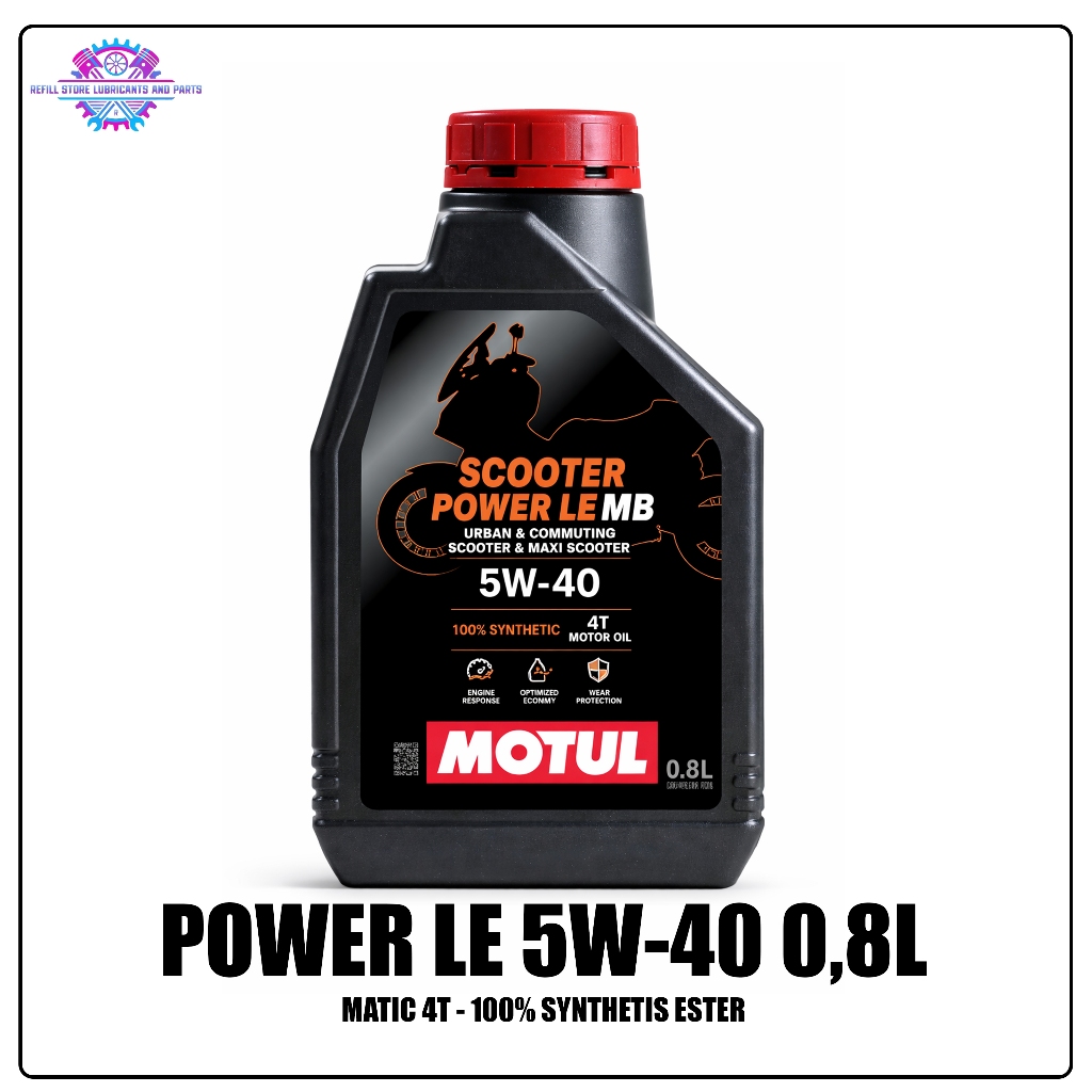 Motul Scooter Power LE MB 5W-40 0.8L | Oli Motor Matic Full Synthetic JASO MB Original