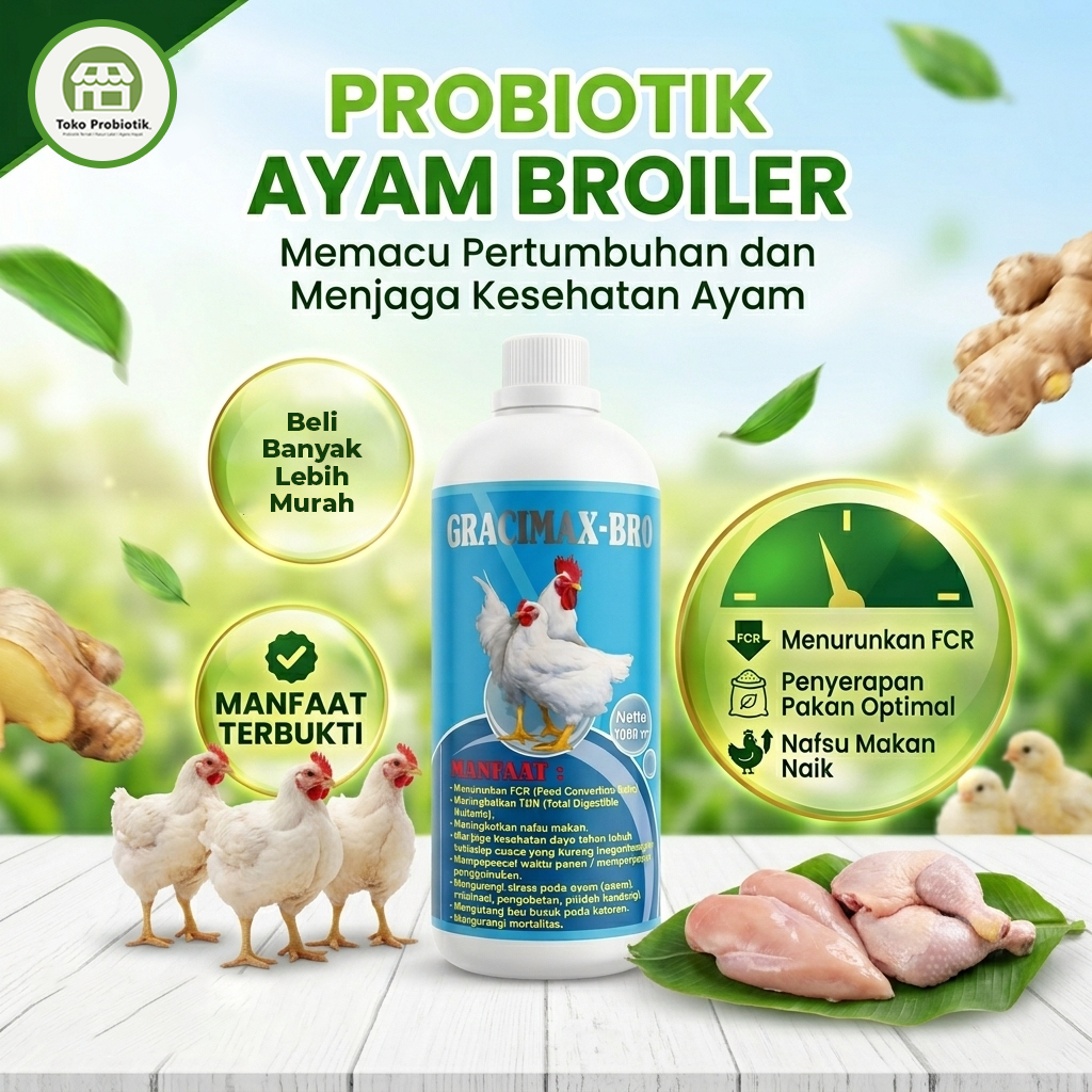 Probiotik Ayam Broiler - Suplemen Penggemuk Ayam Pedaging GRACIMAX BRO