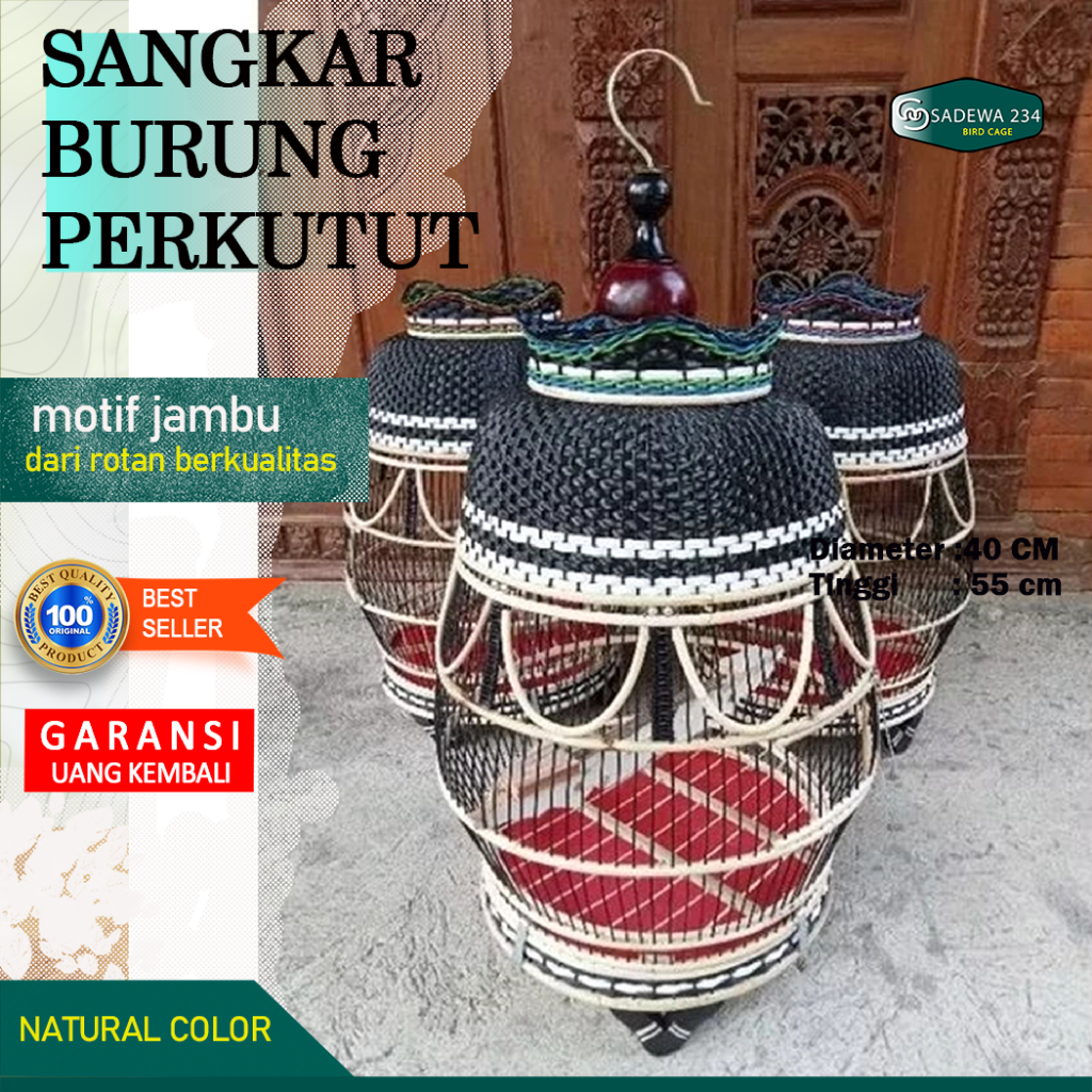 Sangkar burung perkutut full rotan model jambu terbaru
