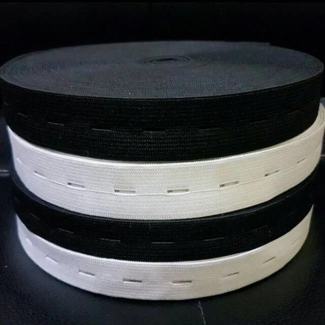 PROMO 1ROLL Karet elastis LUBANG 2CM warna hitam putih