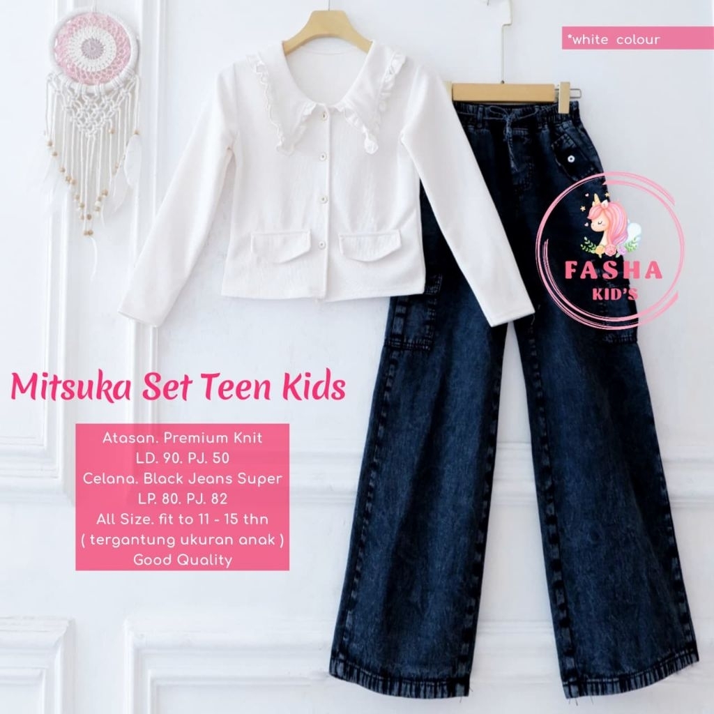 Setelan Anak Jeans Perempuan Umur 11 Tahun - 15 Tahun Mitsuka Set Teen by Fasha Solo