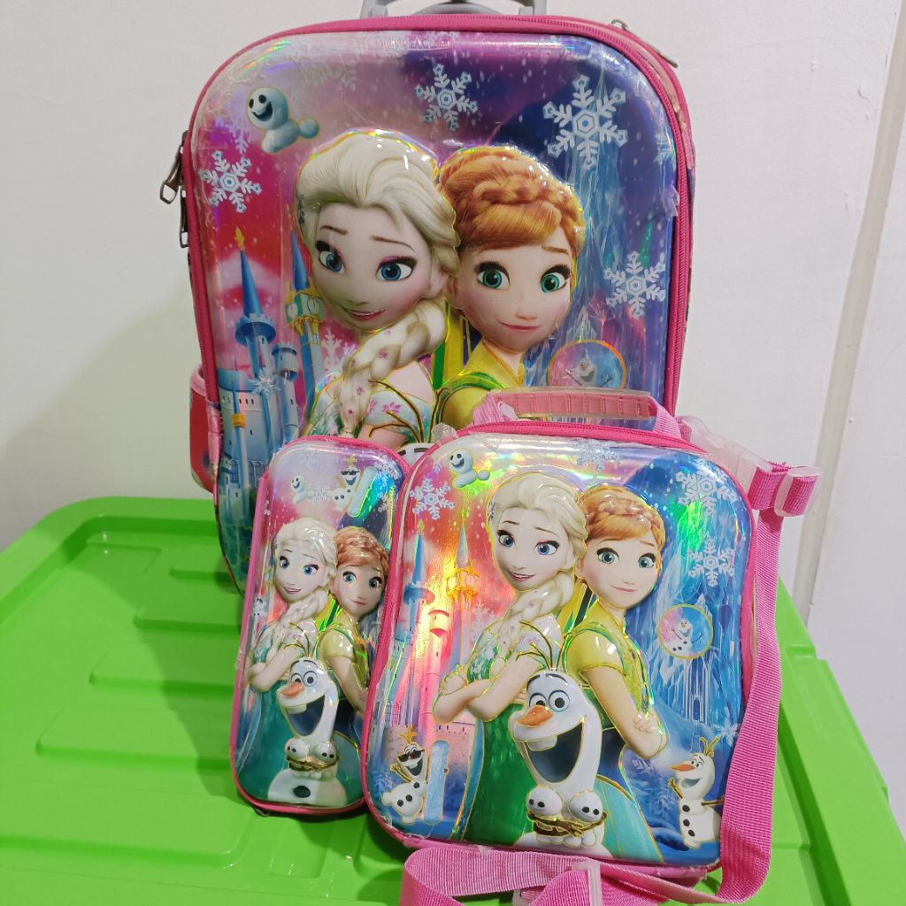 Tas troli anak Elsa Anna preloved second, Tas sekolah anak cewek second bekas