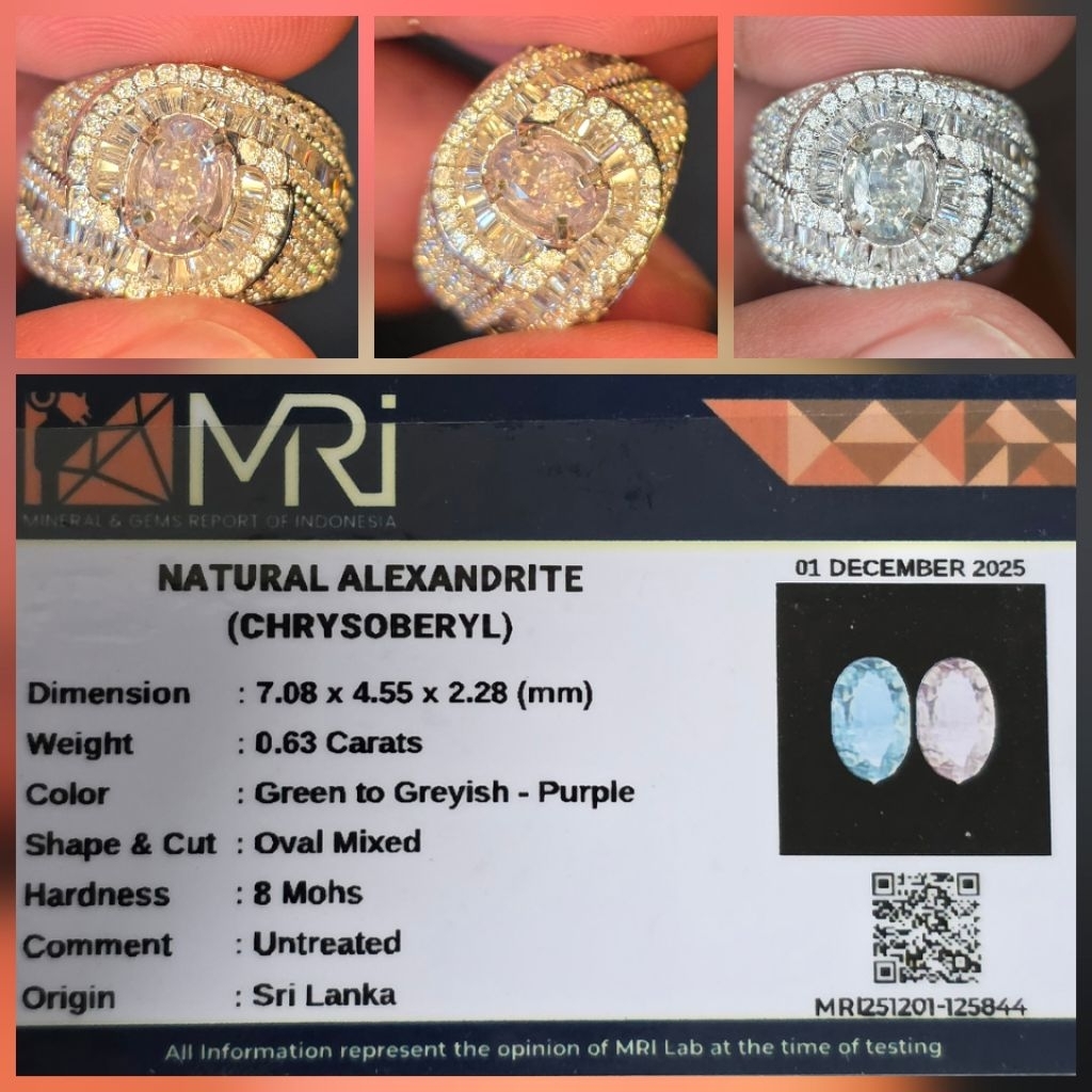 Batu Natural Rare Alexandrite Chrysoberyl Memo 0.63 crt
