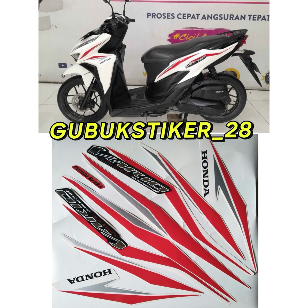 STRIPING STIKER LIS BODY MOTOR HONDA VARIO 125 2018 PUTIH LIS MERAH