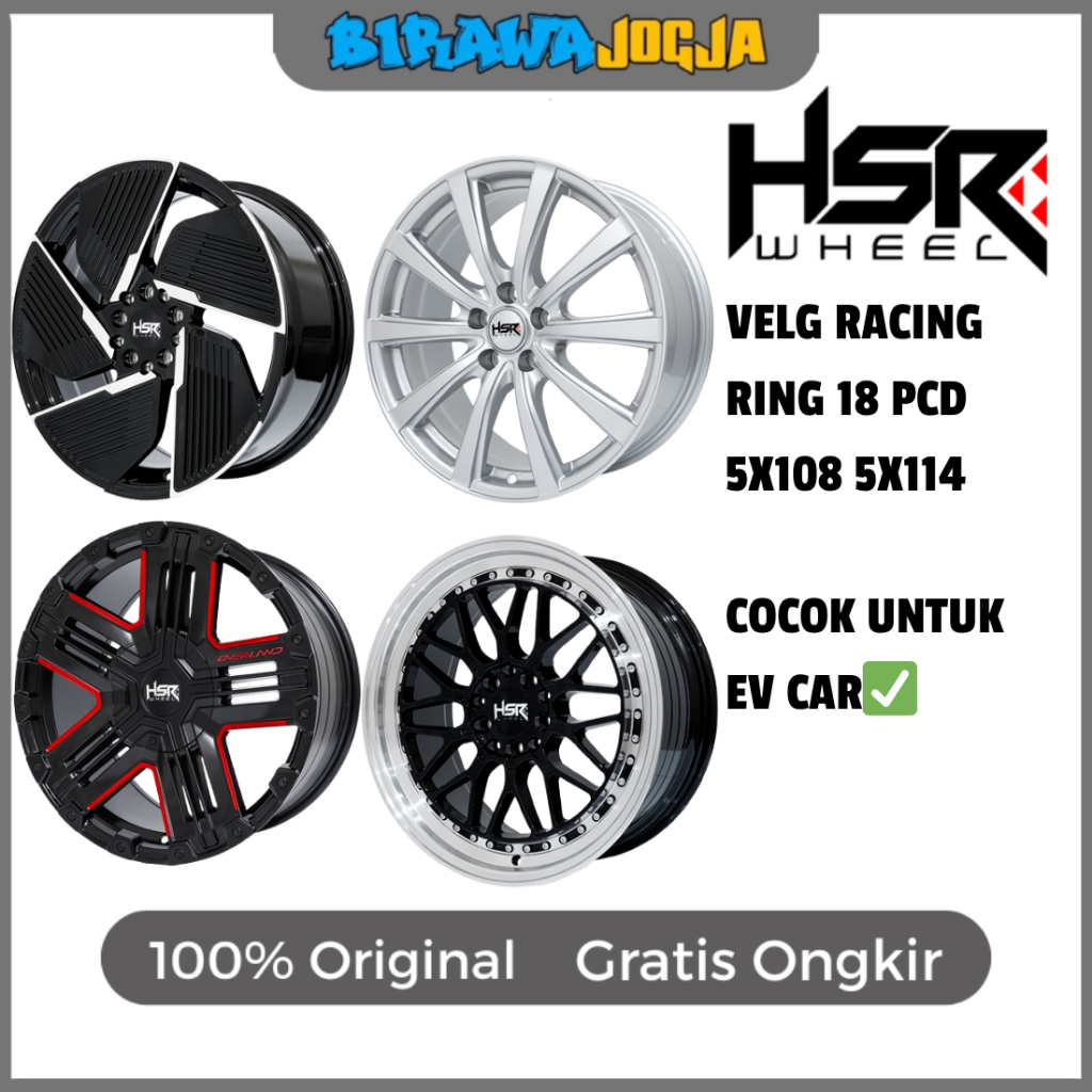Pelek mobil HSR ring 18 h5x108 untuk mobil Jaecoo J5, Omoda E5, Chery J6, Chery tiggo 8