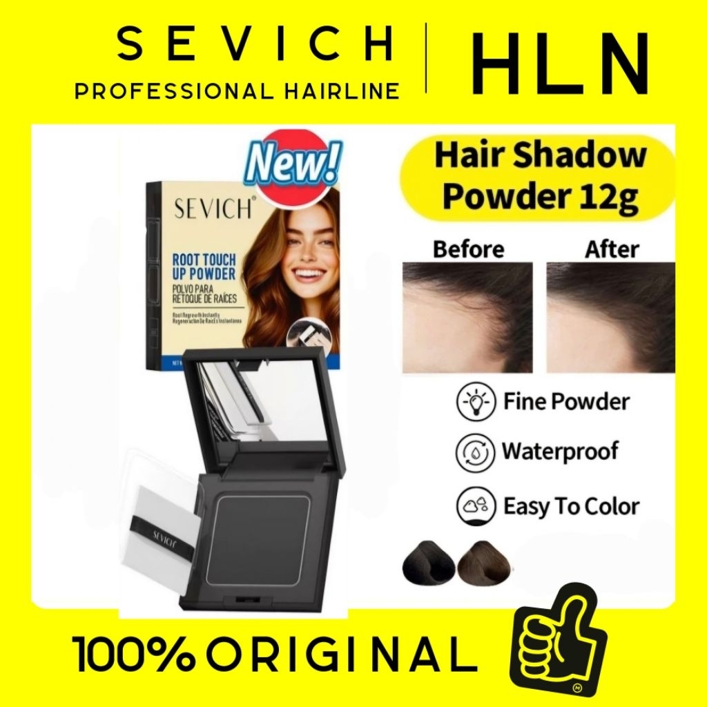 Serbuk Penutup Uban Rambut Compact 12gr Waterproof Tahan Lama untuk Rambut Tipis dan Jidat Tinggi