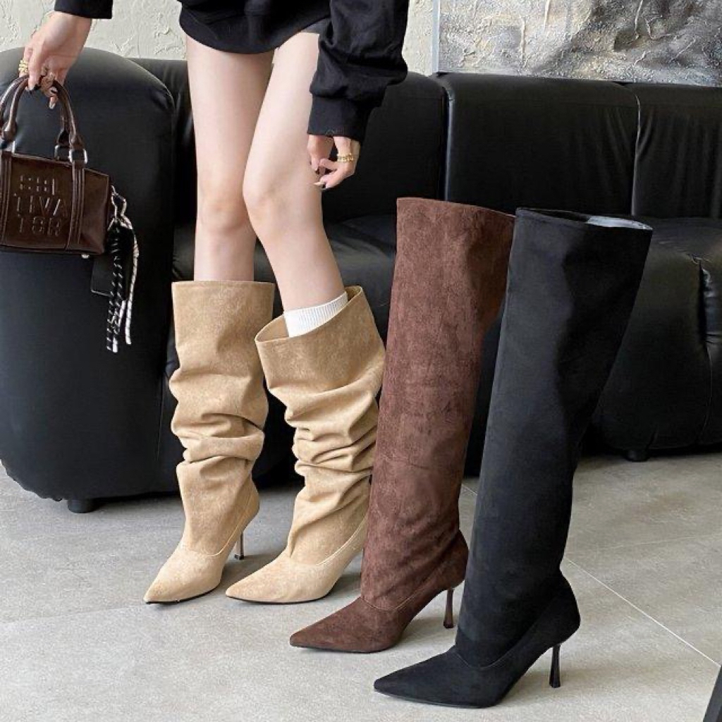 Simmi london lookalike oversized dupe suede long stiletto boots